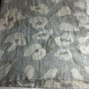 Anthropologie Blanket Scarf Fringe White Gray Grey Printed Oversized Neutral